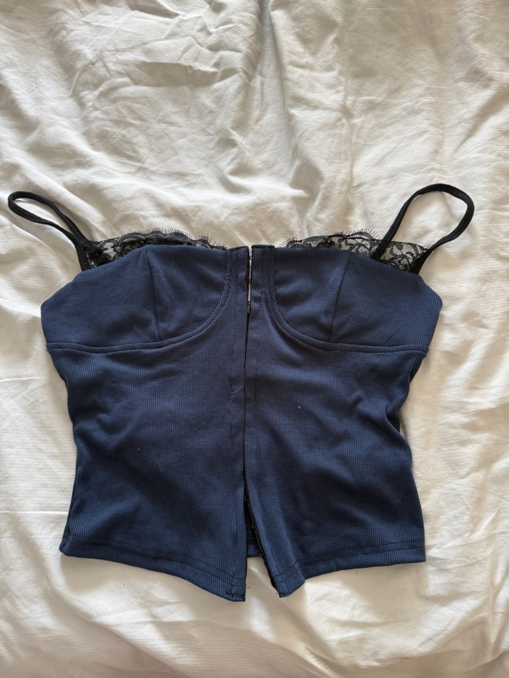 SHEIN Navy Ribbed Knit Top
